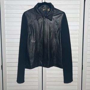 Nordstrom Caslon Leather and Knit Jacket Size Medium